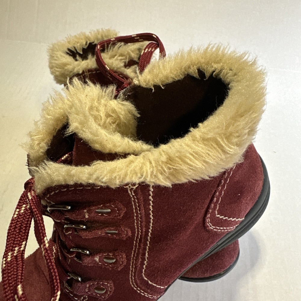 Earth Origins Crowley Wine Maroon Suede Leather Lace&Zip Boots Size 7.5 MWomen's - Picture 5 of 10